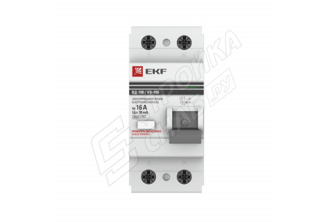 УЗО EKF ВД-100 (elcb-2-16-30-em-pro) 16А 30 мА 2P тип AC 4,5 кА УЗО EKF ВД-100 (elcb-2-16-30-em-pro) 16А 30 мА 2P тип AC 4,5 кА