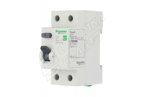 УЗО Schneider Electric Easy9 (EZ9R34225) 25А 30 мА 2P тип AC 4,5 кА УЗО Schneider Electric Easy9 (EZ9R34225) 25А 30 мА 2P тип AC 4,5 кА
