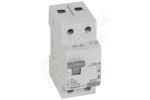 УЗО Legrand RX3 (402026) 63А 30 мА 2P тип AC 10 кА УЗО Legrand RX3 (402026) 63А 30 мА 2P тип AC 10 кА