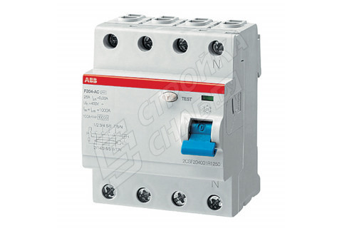 УЗО ABB F202 (2CSF204001R2250) 25А 100 мА 4P тип AC 10 кА УЗО ABB F202 (2CSF204001R2250) 25А 100 мА 4P тип AC 10 кА