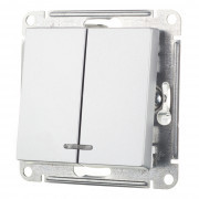 Выключатель Schneider Electric Atlas Design ATN000353 двухклавишный скрытая установка алюминий с подсветкой
