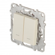 Выключатель Schneider Electric Unica NEW NU521144N двухклавишный скрытая установка бежевый с подсветкой Выключатель Schneider Electric Unica NEW NU521144N двухклавишный скрытая установка бежевый с подсветкой