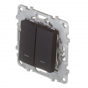 Переключатель Schneider Electric Unica NEW NU521354N двухклавишный на 2 направления скрытая установка антрацит с подсветкой Переключатель Schneider Electric Unica NEW NU521354N двухклавишный на 2 направления скрытая установка антрацит с подсветкой