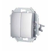 Переключатель Simon 15 1591397-033 двухклавишный на 2 направления скрытая установка алюминий Переключатель Simon 15 1591397-033 двухклавишный на 2 направления скрытая установка алюминий