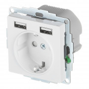 Розетка Schneider Electric Atlas Design ATN000130 скрытая установка белая с заземлением два модуля USB