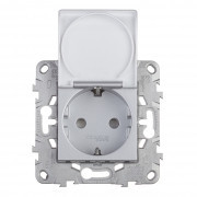 Розетка Schneider Electric Unica NEW NU503730TA скрытая установка алюминий с заземлением со шторками с крышкой