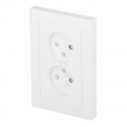 Розетка с рамкой Schneider Electric Atlas Design ATN000122 двойная скрытая установка белая без заземления со шторками