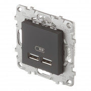 Розетка USB Schneider Electric Unica NEW NU541854 скрытая установка антрацит два модуля для зарядки 2100 мА