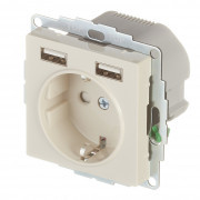 Розетка Schneider Electric Atlas Design ATN000230 скрытая установка бежевая с заземлением два модуля USB Розетка Schneider Electric Atlas Design ATN000230 скрытая установка бежевая с заземлением два модуля USB