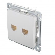 Розетка компьютерная HEGEL Master РСКК-440 скрытая установка белая два модуля RJ45 cat 5e Розетка компьютерная HEGEL Master РСКК-440 скрытая установка белая два модуля RJ45 cat 5e